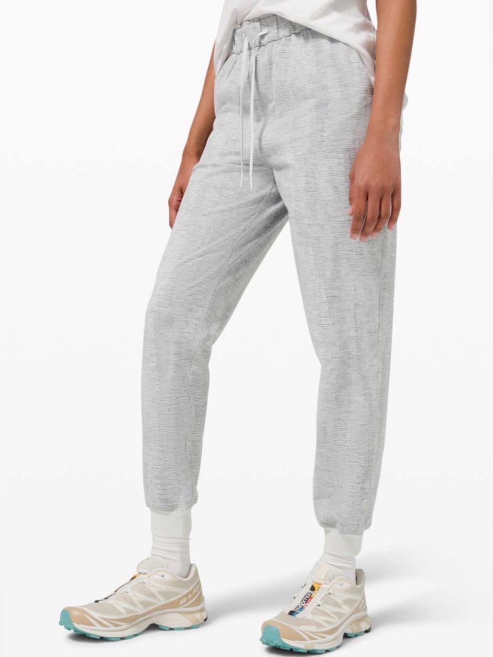 Lululemon Womens 4 Linear Tempo Silver Stretch High Rise Joggers Activewear - Picture 14 of 14